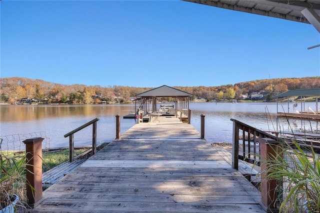 dock area featuring a water view