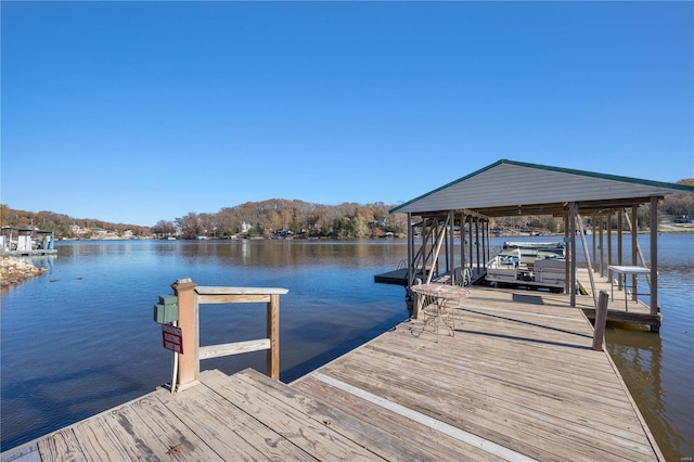 view of dock featuring a water view