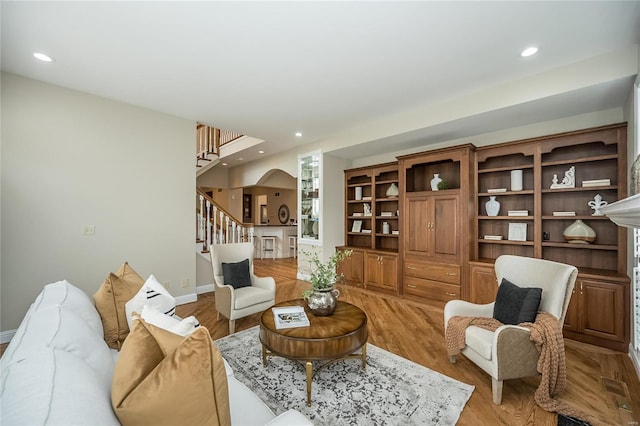 living room featuring light hardwood / wood-style floors