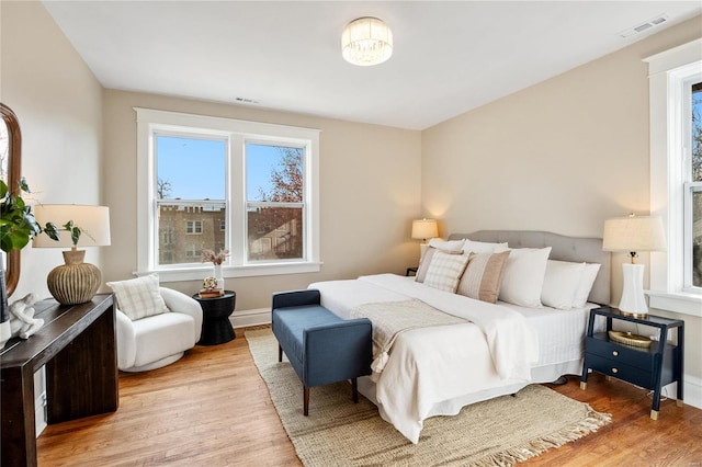 bedroom featuring light hardwood / wood-style floors