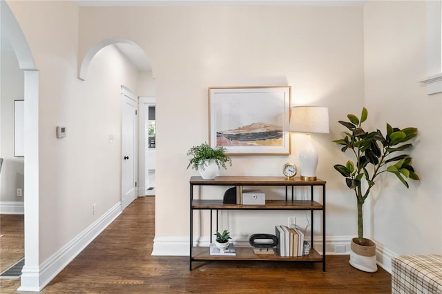 hall featuring dark hardwood / wood-style flooring