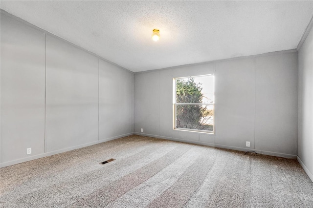 spare room with carpet flooring and a textured ceiling