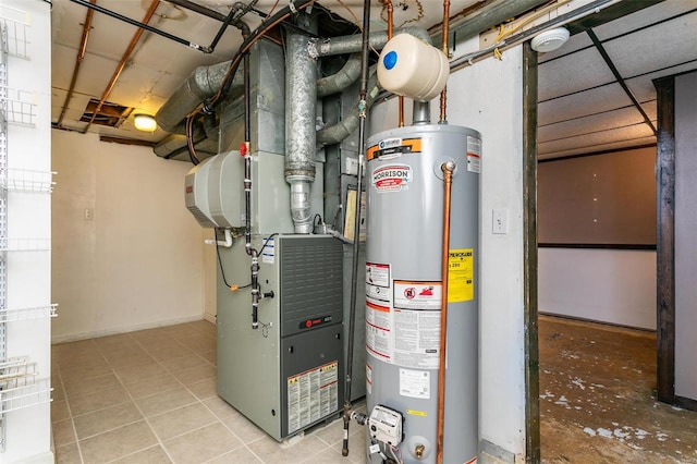 utilities featuring water heater and heating unit