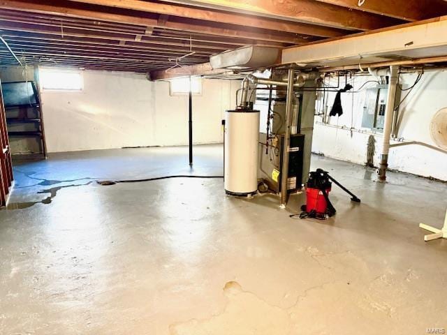 basement with gas water heater