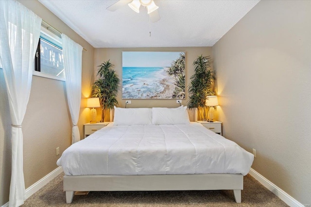 bedroom with carpet flooring and ceiling fan