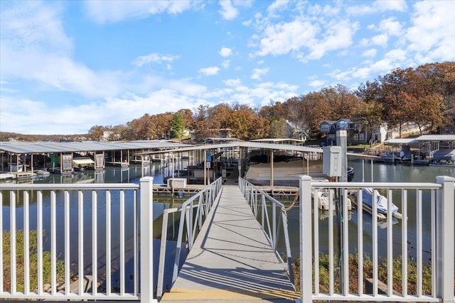 view of dock featuring a water view