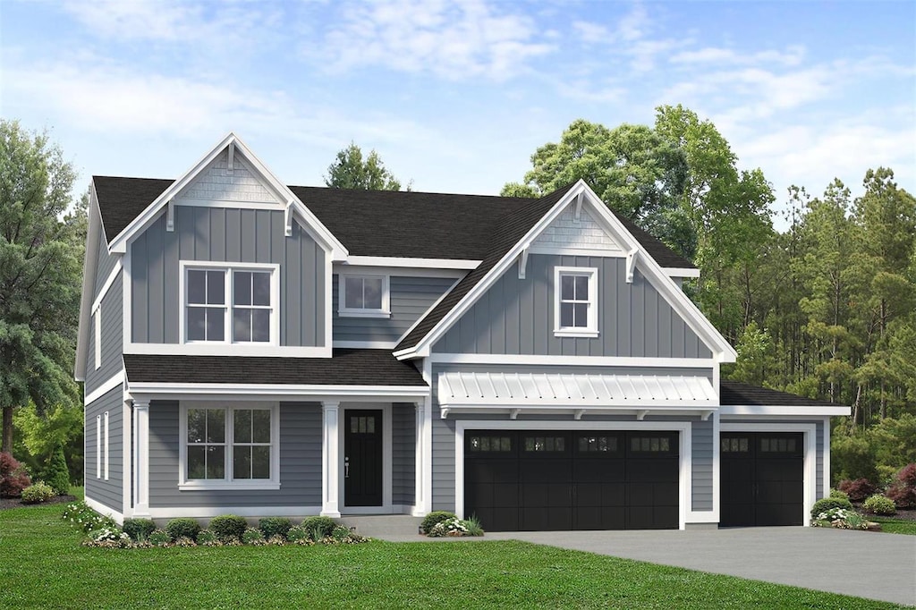 view of front of property featuring a front lawn