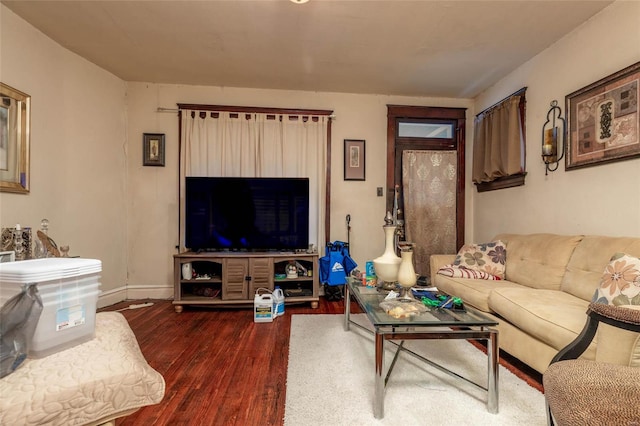 living room featuring dark hardwood / wood-style floors