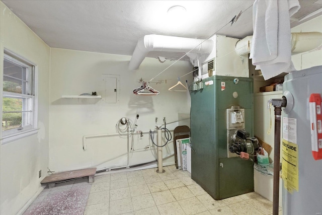 utilities with electric panel and water heater