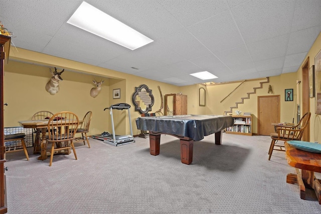 recreation room featuring carpet floors and pool table