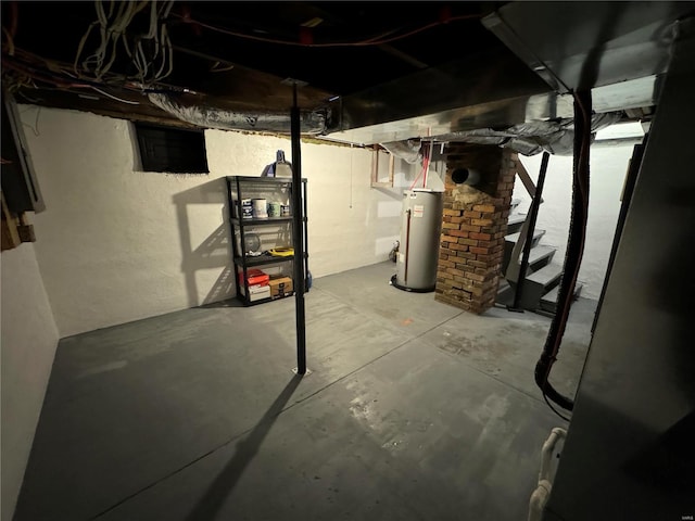 basement featuring water heater