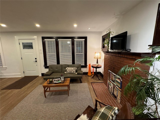 living room with hardwood / wood-style flooring