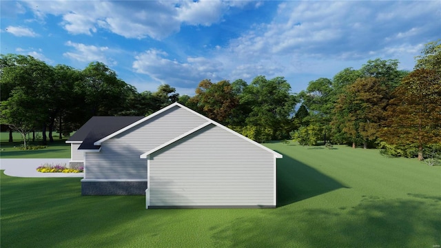 view of outbuilding featuring a lawn