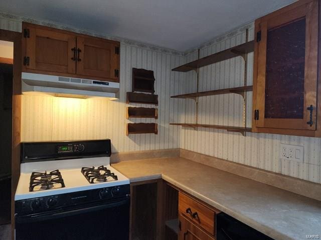 kitchen featuring white gas stove