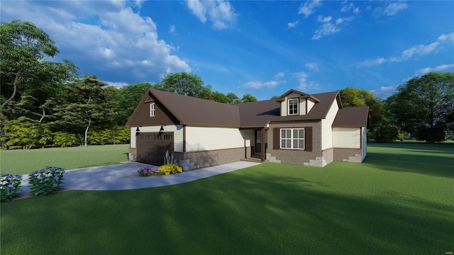 view of front facade with a garage and a front yard