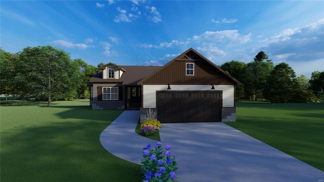 view of front of house featuring a garage and a front yard