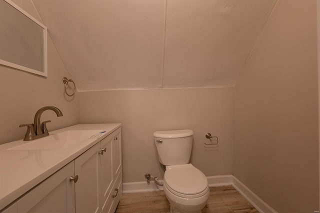 bathroom featuring vanity, wood-type flooring, and toilet