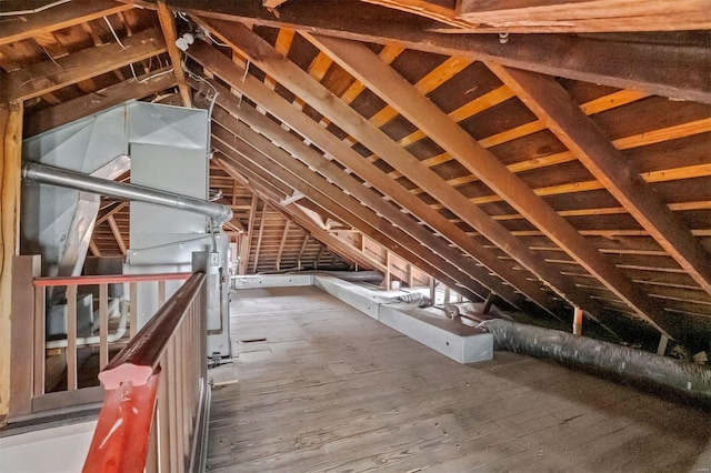 view of unfinished attic