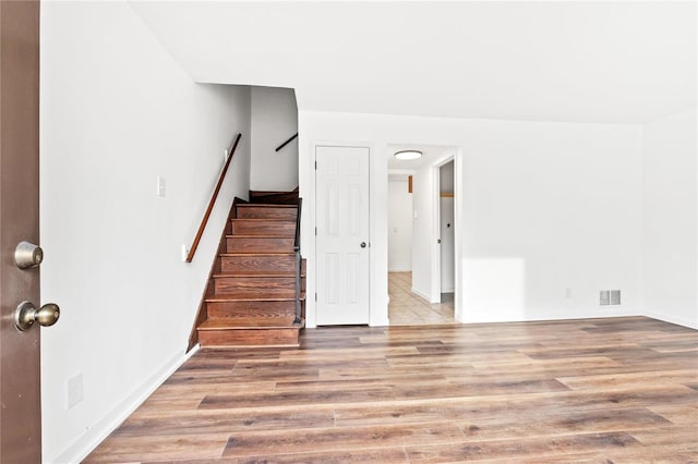 interior space with light hardwood / wood-style floors