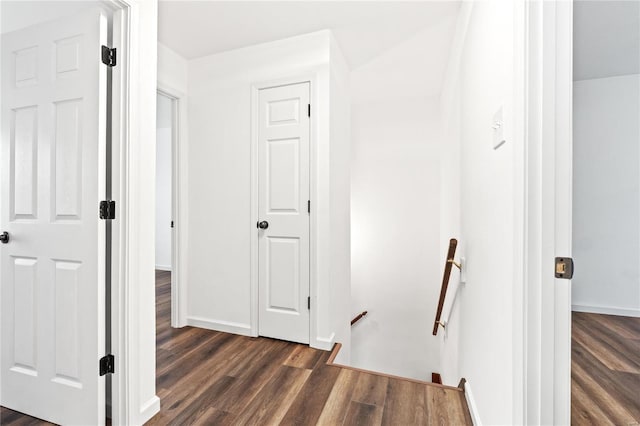 corridor with dark hardwood / wood-style floors