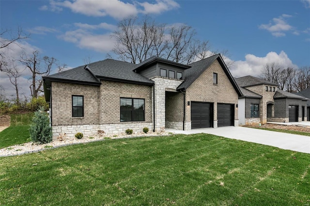 view of front of home with a garage and a front yard