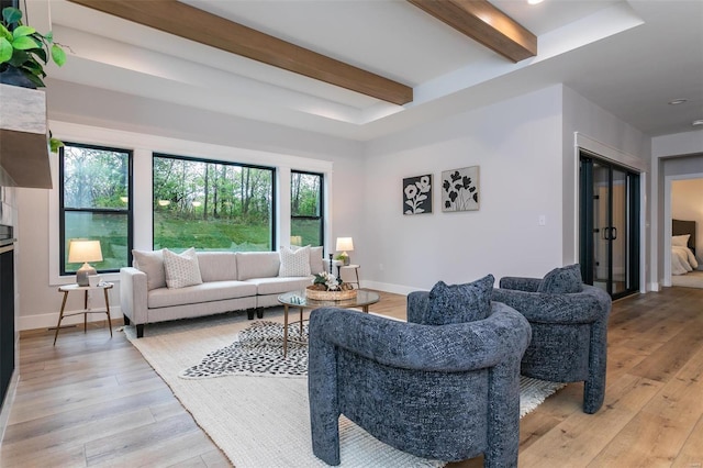 living room featuring plenty of natural light and light wood-type flooring