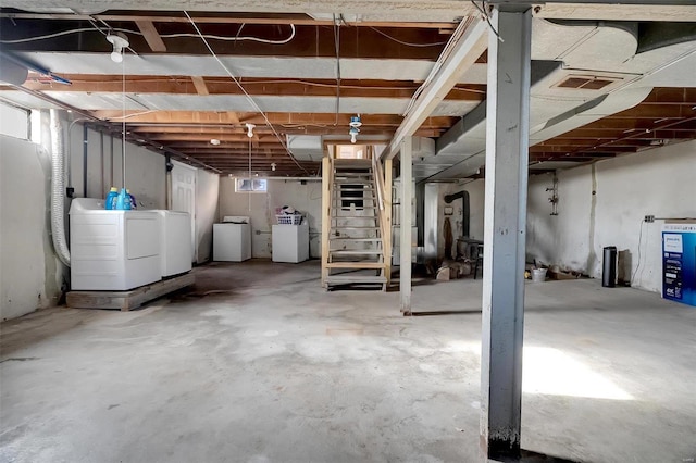 basement featuring washing machine and dryer