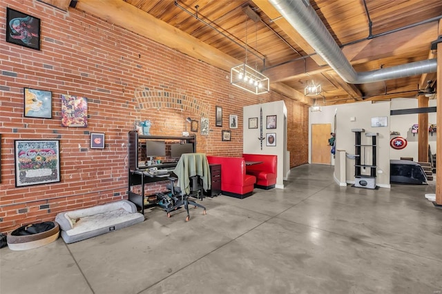 garage featuring wooden ceiling