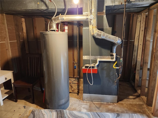 utility room with water heater