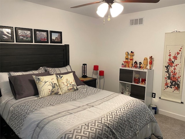 bedroom with carpet floors and ceiling fan