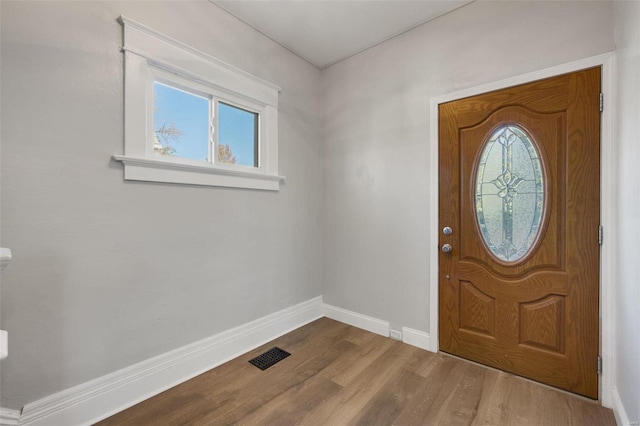 entrance foyer featuring hardwood / wood-style floors and a healthy amount of sunlight