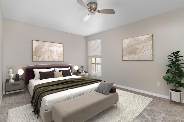 bedroom with carpet floors and ceiling fan