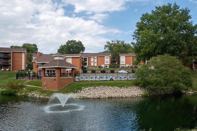 water view with a gazebo