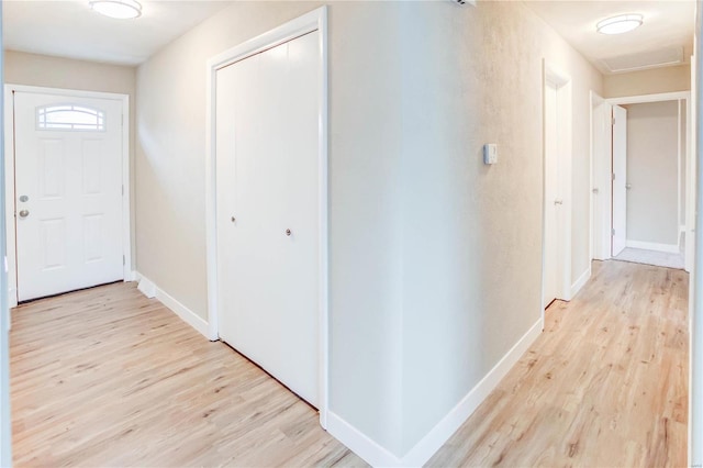 entrance foyer with light wood-type flooring