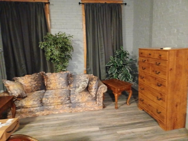 living area with light hardwood / wood-style floors