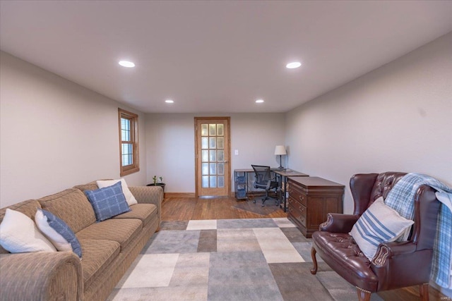 living room with light wood-type flooring