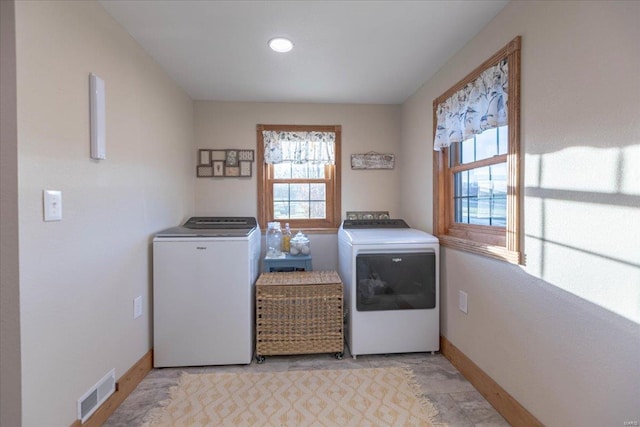 laundry room with independent washer and dryer