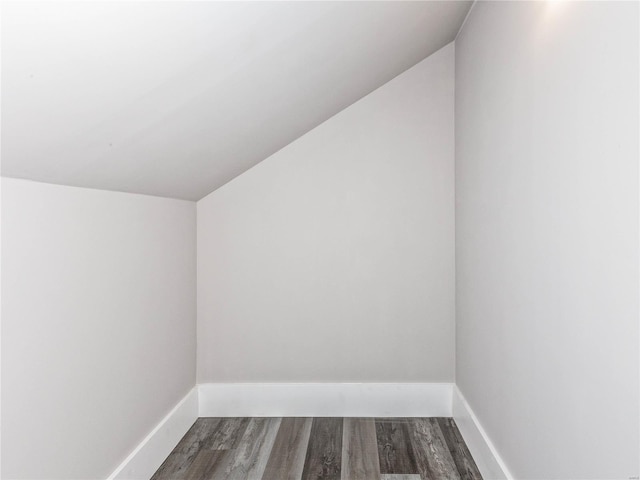 additional living space featuring hardwood / wood-style floors and lofted ceiling