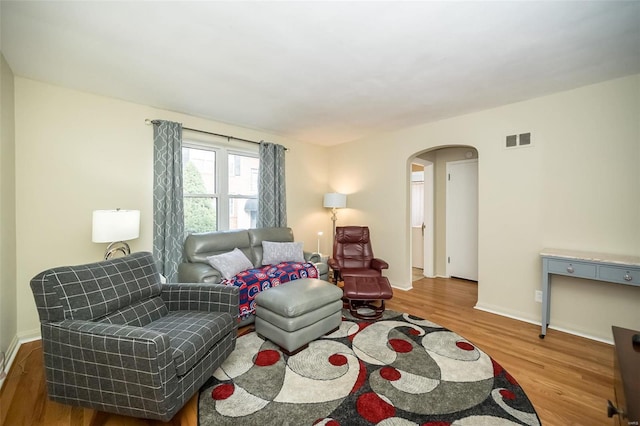 living room with hardwood / wood-style floors