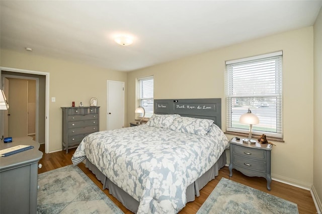 bedroom with light hardwood / wood-style flooring