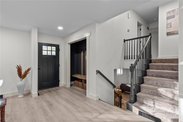 foyer entrance featuring light hardwood / wood-style flooring