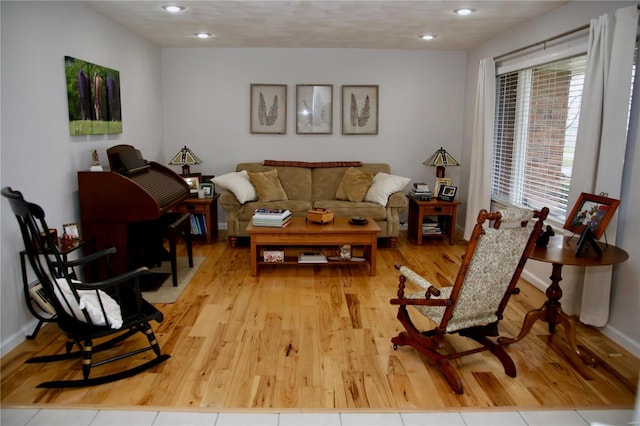 living room with light hardwood / wood-style floors