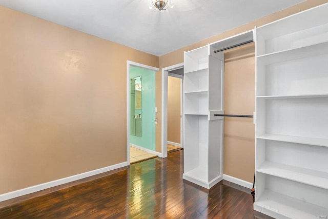 walk in closet with wood-type flooring