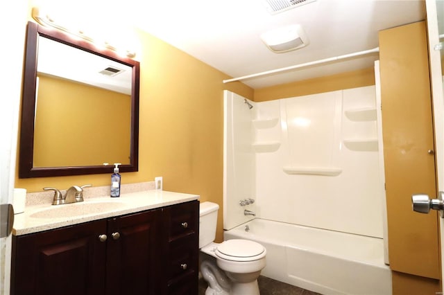 full bathroom with tile patterned flooring, vanity, toilet, and shower / washtub combination