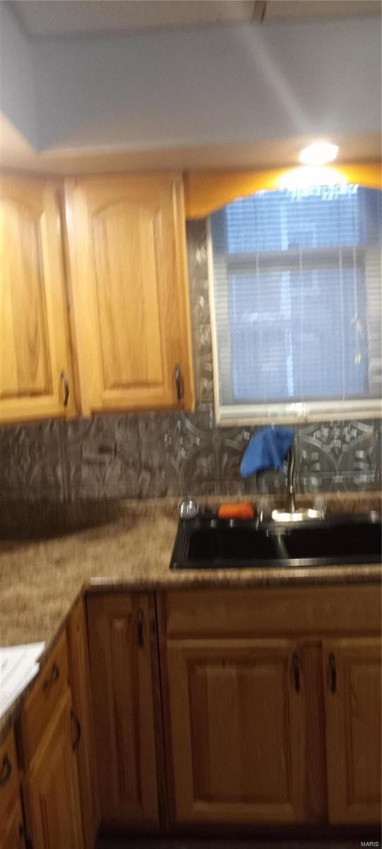 kitchen with decorative backsplash and sink