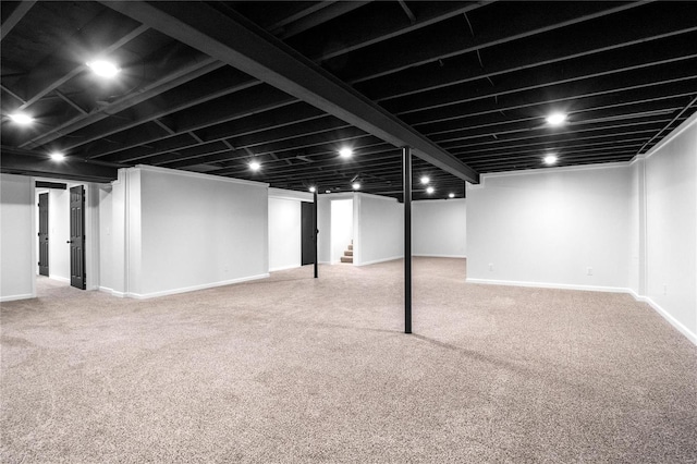 basement with carpet