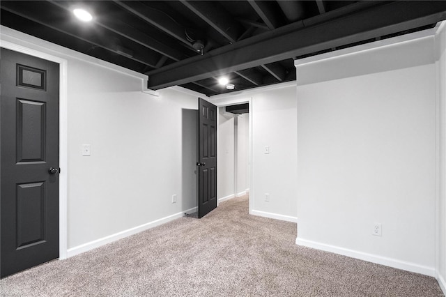 basement with carpet floors