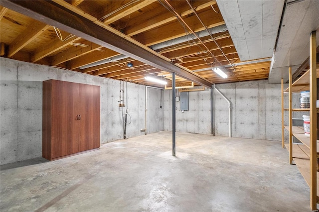 basement with electric panel