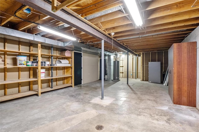 basement featuring water heater