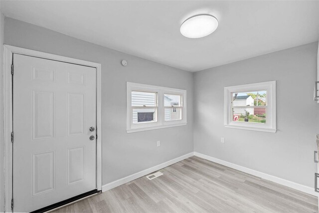 entryway with light hardwood / wood-style floors